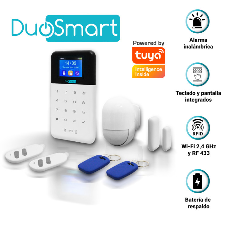 Kit alarma inalámbrica comunicación dual WiFi 2.4 GHz RF 433.92 DUOSMART C30