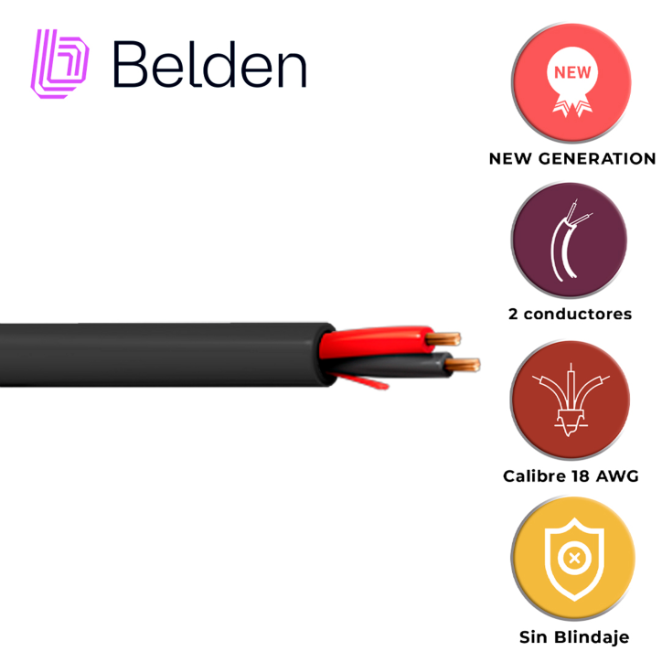 Cable de audio comercial y de seguridad Riser-CMR 2 conductores 18 AWG BELDEN 5300UE 0101000
