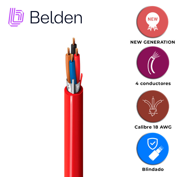 Cable de alarma contra incendios Riser-FPLR 4 conductores 18 AWG BELDEN 5302FL 002U1000