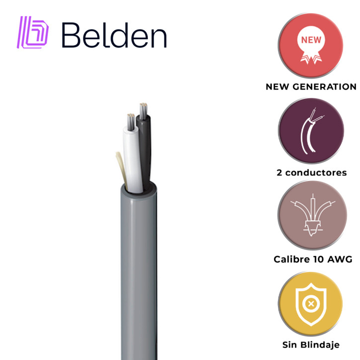 CABLE DE AUDIO BELDEN 5T00UP 0081000 / INTERIOR / GRIS / 2 CONDUCTORES / 10 AWG / MULTIFILAR / FORRO PVC / CL2 / NO BLINDADO / B