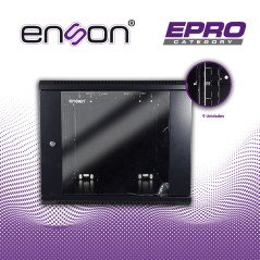 Gabinete de pared 19in 9UR 9UR Puerta frontal de cristal templado Montaje en pared ENSON ENS-RKGB9U2