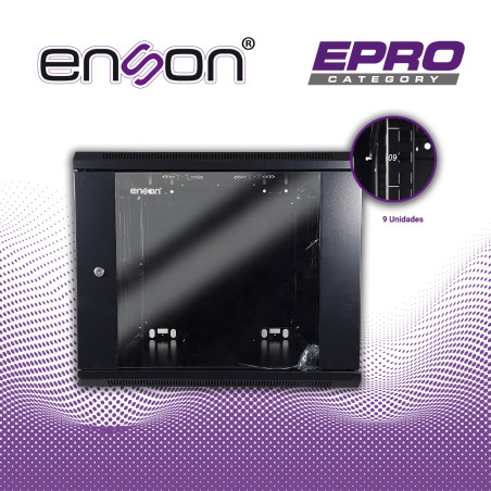 Gabinete de pared 19in 9UR 9UR Puerta frontal de cristal templado Montaje en pared ENSON ENS-RKGB9U2