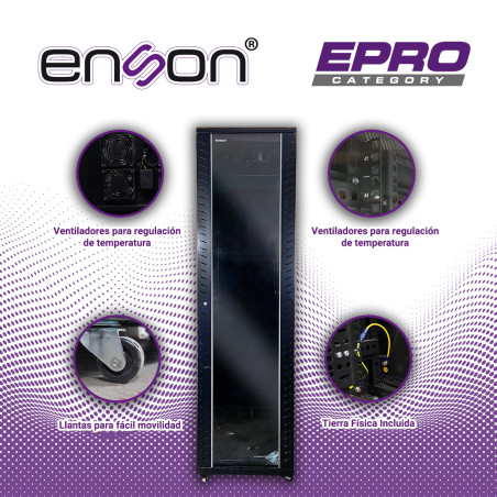 Gabinete de piso 45UR 600x1000x2105mm Puerta de cristal con cerradura ENSON ENS-RKGB45U4