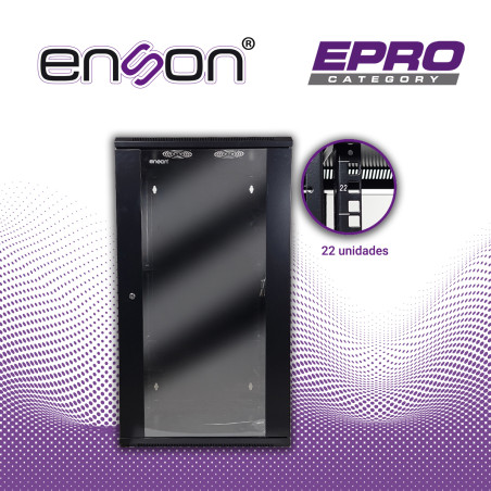 Gabinete de piso y pared 22U 22U puerta frontal de cristal templado cuerpo abatible ENSON ENS-RKGU22PRO