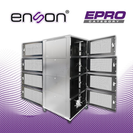 Gabinete de piso modular 36 UR modular en 4 módulos de 9UR paneles laterales extraíbles ENSON ENS-RKGB42U8