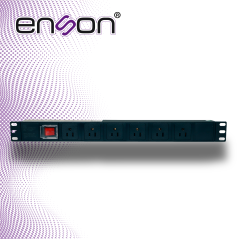 Barra multicontacto PDU horizontal 1U horizontal 1U 6 contactos frontales 110 VCA ENSON ENS-PDU6