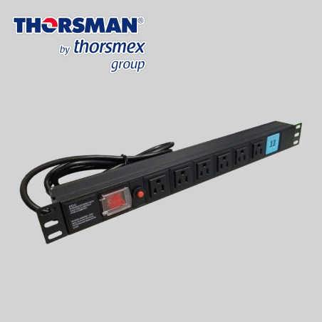 PDU horizontal 19" 6 contactos 2 puertos USB 19" horizontal THORSMAN THE0040091001001