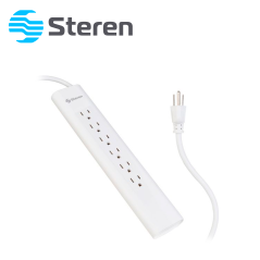 MULTICONTACTO DE 6 SALIDAS VERTICALES POLARIZADAS STEREN BARRA BARRA MULTI-V 6 BLANCA IDEAL PARA CONECTAR EQUIPOS DE COMPUTO Y A