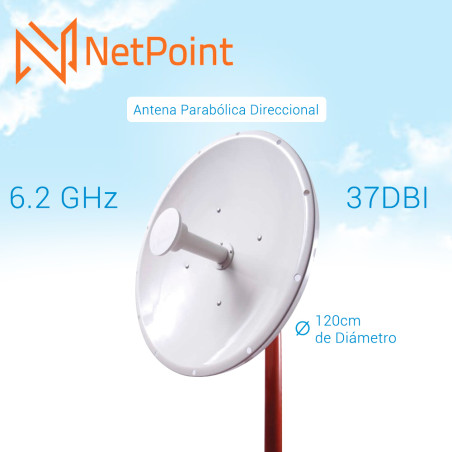 Antena parabólica direccional 4.9-6.2 GHz 37dB 120cm de diámetro NETPOINT NP-3