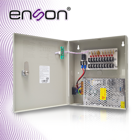 Fuente de poder tipo caja 9 canales 12VDC 10A total ENSON PSB-1209