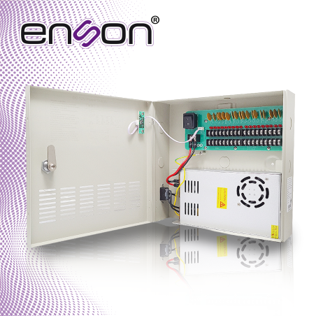 Fuente de poder tipo caja 12VDC 20A 18 canales ENSON PSB-20A-1218