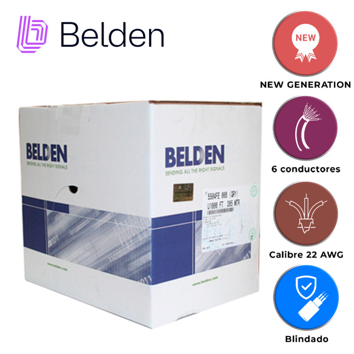 Cable de seguridad y alarma 6 conductores 22 AWG Multifilar BELDEN 5504FE 008U1000