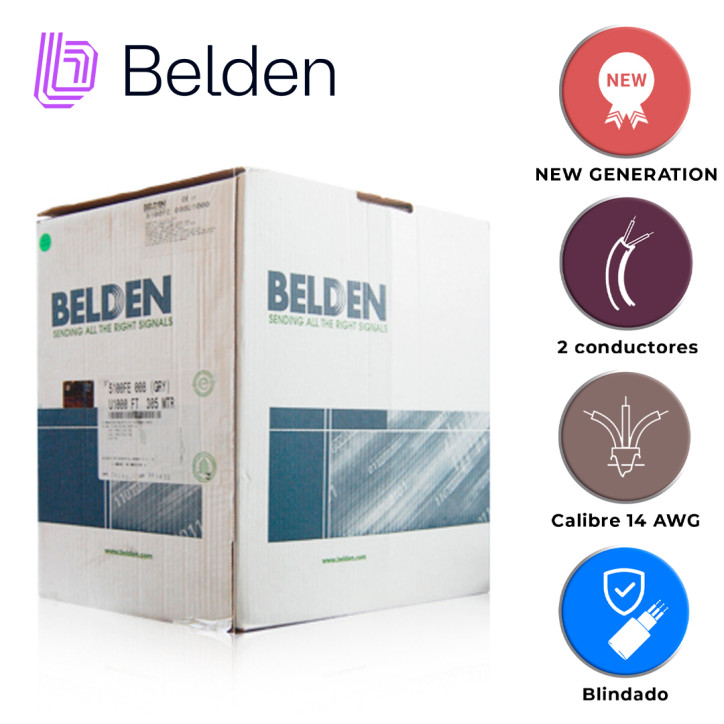 Cable de audio comercial y de seguridad Blindado Aluminio 2 conductores 14 AWG BELDEN 5100FE 008U1000