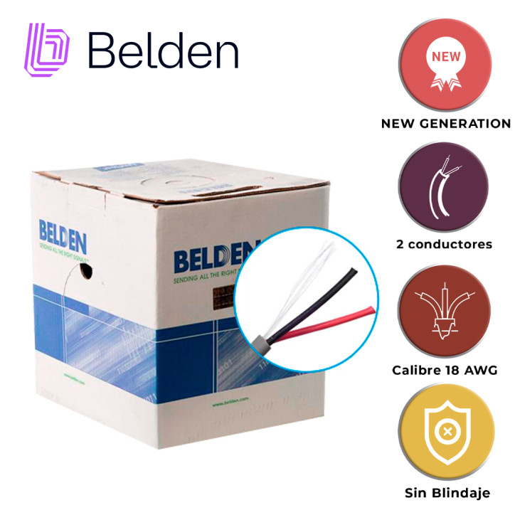 Cable de audio comercial y de seguridad Riser CMR 18 AWG 2 conductores Riser CMR BELDEN 5300UE 008U1000