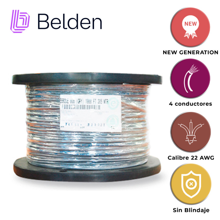 Cable de seguridad y sonido Riser-CMR 4 conductores 22 AWG BELDEN 5502UE 0081000
