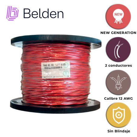 CABLE DE SEGURIDAD Y SONIDO BELDEN 5000UE 0021000 / INTERIOR / ROJO / 2 CONDUCTORES / 12 AWG / MULTIFILAR / FORRO PVC / CMR - CL