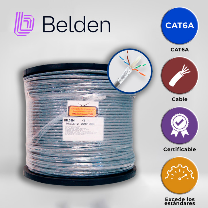 Cable UTP Cat6A 625 MHz 4 pares 23 AWG BELDEN 10GXS12 0081000 Cable UTP Cat6A 625 MHz 4 pares 23 AWG BELDEN 10GXS12 0081000