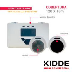 Detector de humo por haz óptico convencional haz óptico infrarrojo extremo a extremo rango de 16 5 a 393 pies KIDDE KC3000-103