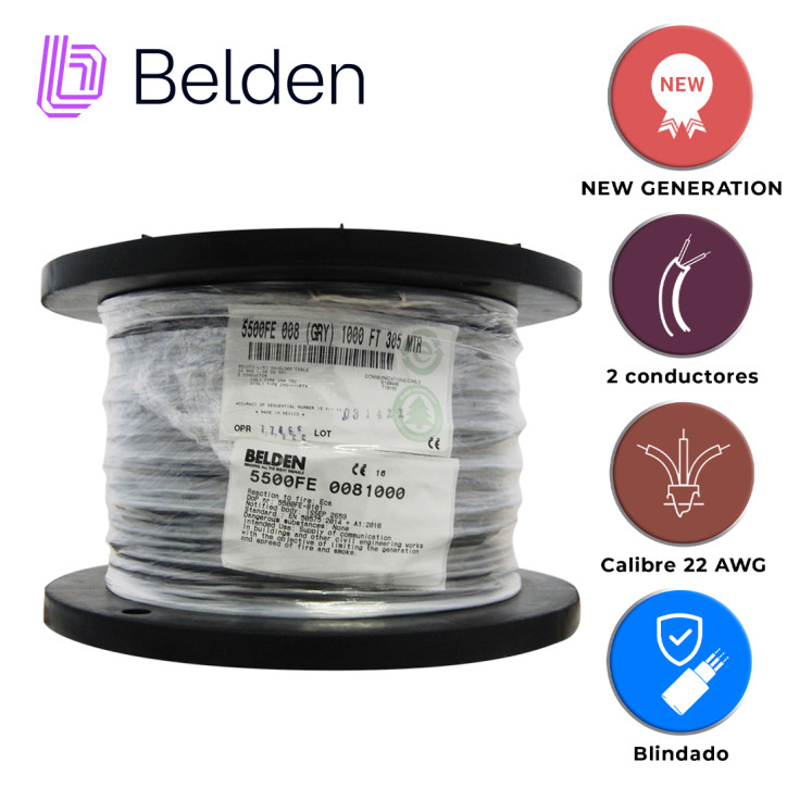 Cable de seguridad y sonido Riser-CMR Riser-CMR 2 conductores 22 AWG BELDEN 5500FE 0081000
