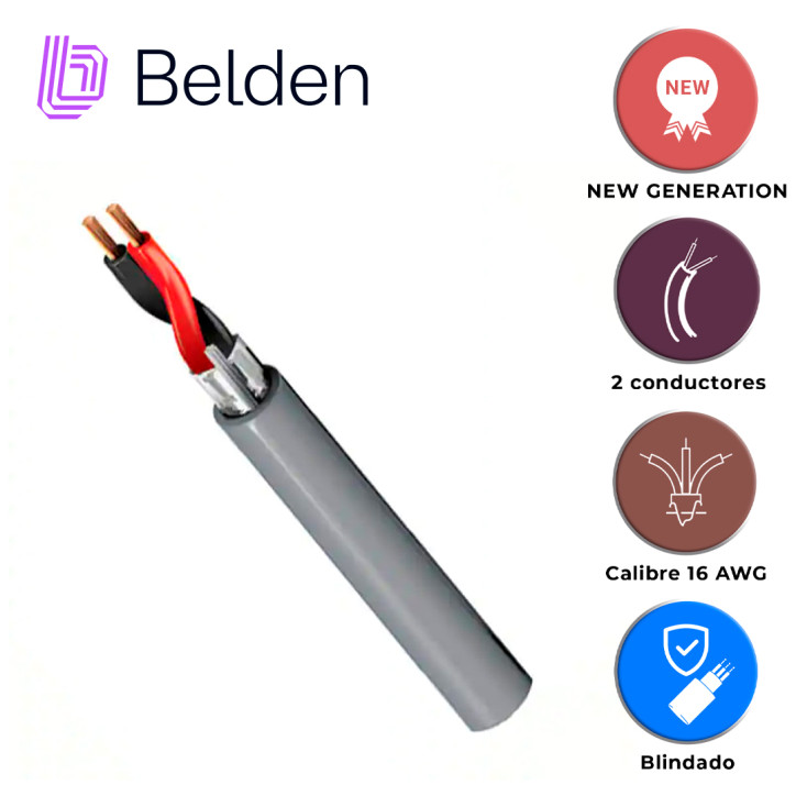 Cable de audio comercial y de seguridad Riser-CMR 2 conductores 16 AWG BELDEN 5200FE 0081000