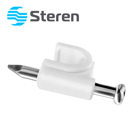 GRAPAS DE PLASTICO BLANCAS STEREN GRA960B / BOLSA CON 50 PZS/ ESPECIAL PARA SUJETAR CONDUCTORES / USO PARA INTERIORES Y EXTERIOR