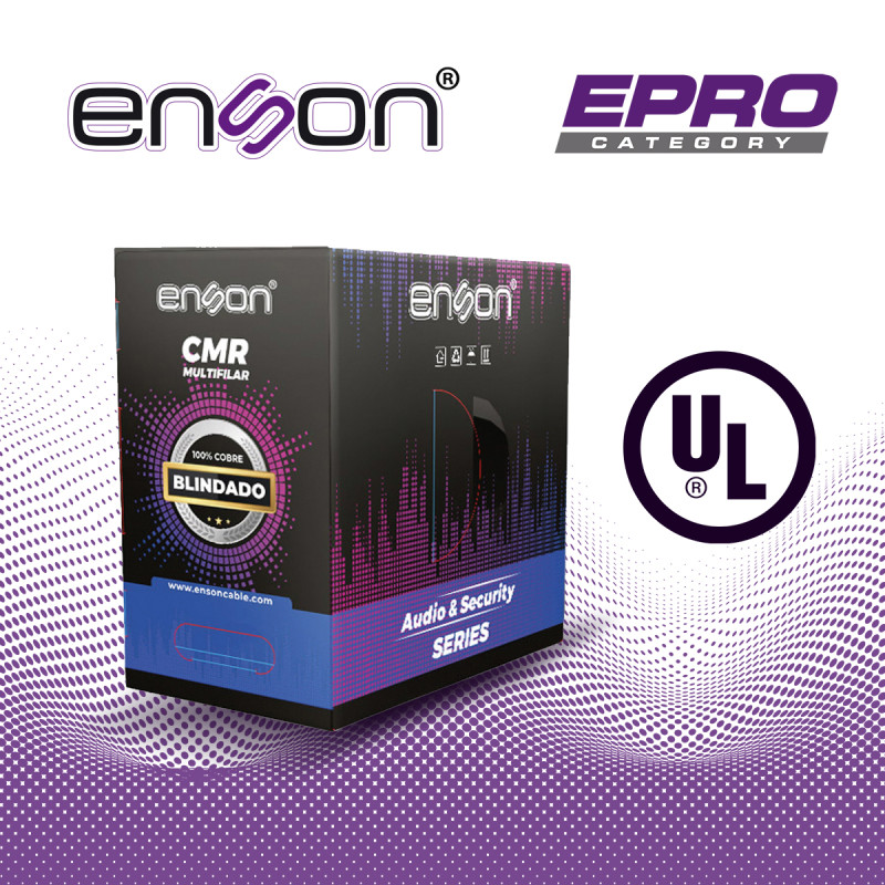 CABLE PARA AUDIO Y SEGURIDAD ENSON EPRO-5500F 2C/22AWG MULTIFILAR 100 POR CIENTO COBRE FORRO DE PVC CMR COLOR GRIS BLINDADO CERT