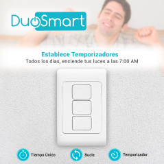 Interruptor WiFi de pared WiFi 2.4 GHz 3 unidades Compatible con asistentes virtuales DUOSMART A30