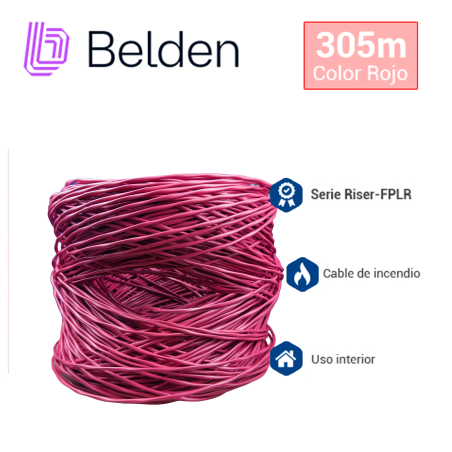 Cable de alarma contra incendios Riser-FPLR 2 conductores 16 AWG BELDEN 5220UL 002U1000