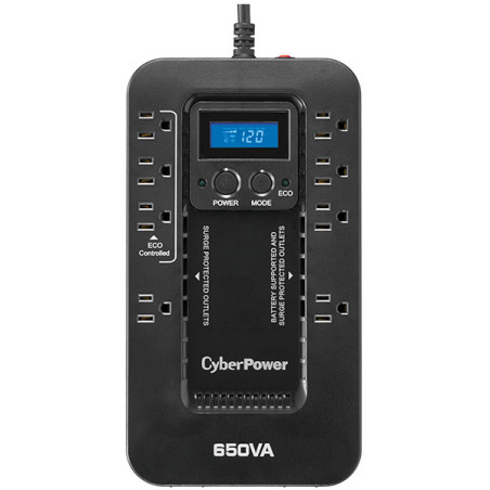 CyberPower EC650LCD sistema de alimentación ininterrumpida (UPS) En espera (Fuera de línea) 0.65 kVA 390 W 8 salidas AC
