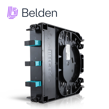 Cassette fibra óptica 3 adaptadores SC 6 hilos multimodo OM3 BELDEN FC3X03SDFS
