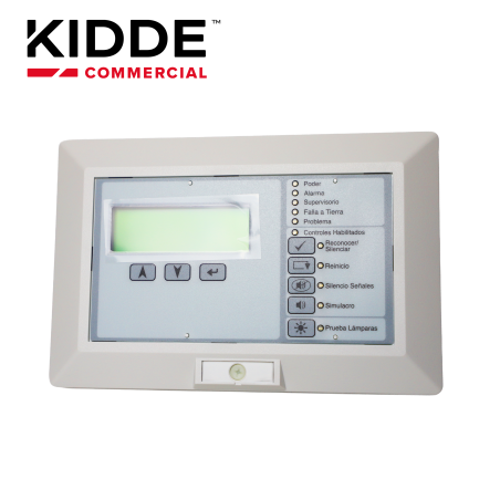 Anunciador remoto Pantalla LCD LEDs de estado Controles comunes KIDDE K-RLCD-C-SP-2