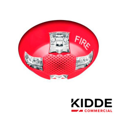 Sirena con estrobo de techo 15-115 CD roja con la palabra FIRE KIDDE EGCAVRF