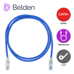 PATCH CORD UTP CAT6+ BELDEN C601106007 / INTERIOR / AZUL / 4 PARES / 24 AWG / FORRO PVC / CMR / 7 PIES 2.1 METROS