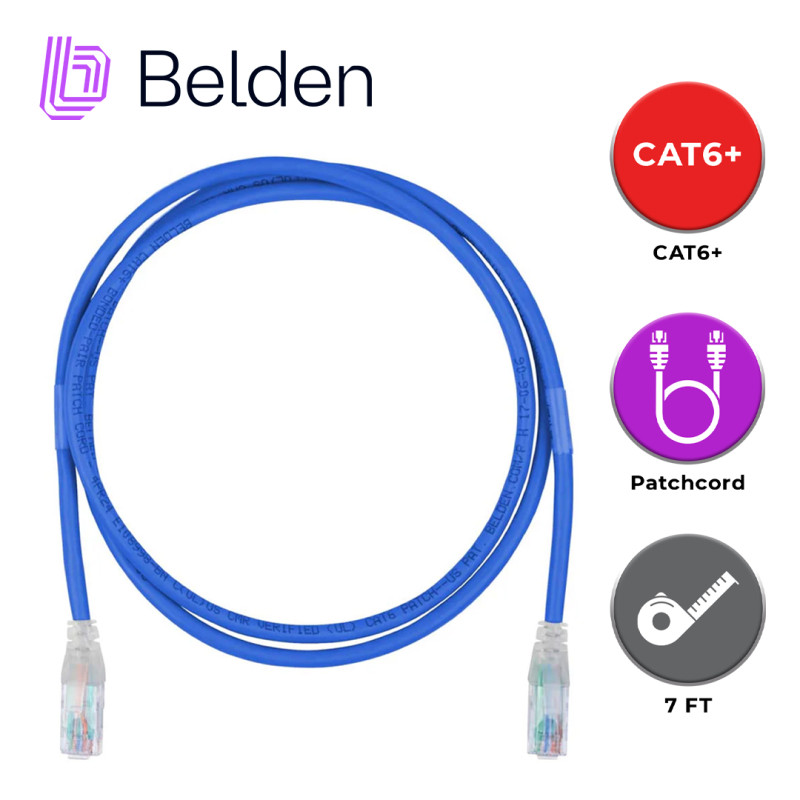 PATCH CORD UTP CAT6+ BELDEN C601106007 / INTERIOR / AZUL / 4 PARES / 24 AWG / FORRO PVC / CMR / 7 PIES 2.1 METROS