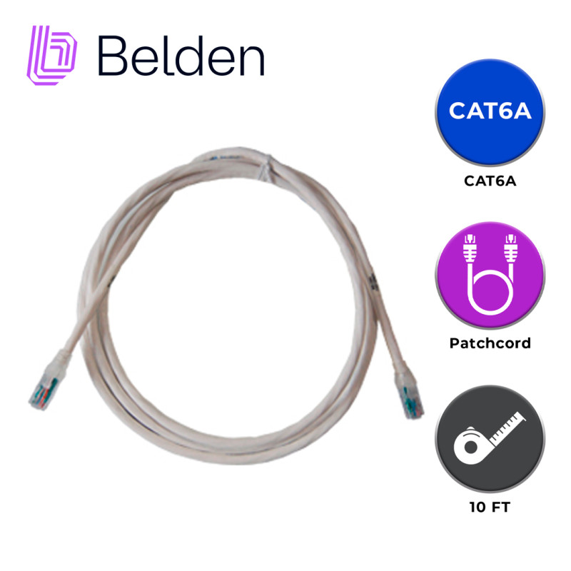 Patch cord UTP categoría 6A Belden CA21109010 10 pies blanco