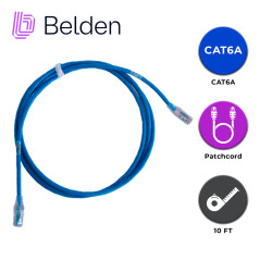 PATCH CORD UTP CAT6A BELDEN CA21106010 / INTERIOR / AZUL / 4 PARES / 24 AWG / FORRO PVC / CMR / 10 PIES 3 METROS