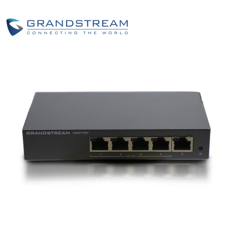 Switch no administrable PoE+ 5 puertos Gigabit 4 puertos PoE+ Montaje escritorio/pared GRANDSTREAM GWN7700P