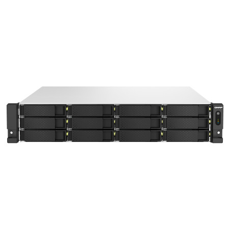 QNAP TS-h1887XU-RP NAS Bastidor (2U) Intel Xeon E E-2334 16 GB DDR4 0 TB QuTS hero Negro, Blanco