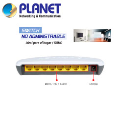 Switch no administrable Gigabit 8 puertos 10/100/1000 Mbps no administrable PLANET GSD-804