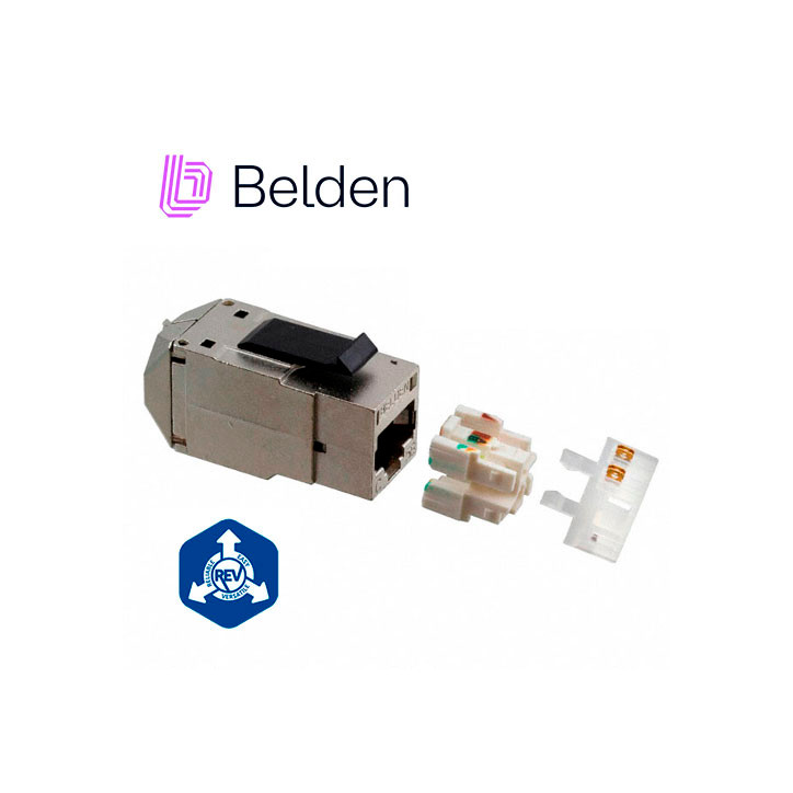 Jack modular RJ45 CAT5E STP REVConnect Categoría 5e STP blindado KeyConnect BELDEN RV5MJKSME-S1 Jack modular RJ45 CAT5E STP REVConnect Categoría 5e STP blindado KeyConnect BELDEN RV5MJKSME-S1