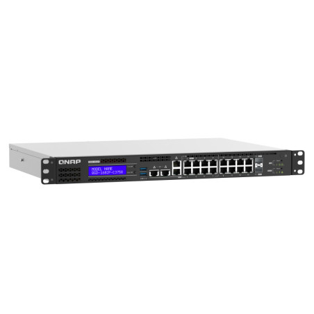 QNAP QGD-1602P Gestionado L2 Gigabit Ethernet (10/100/1000) Energía sobre Ethernet (PoE) 1U Negro, Gris