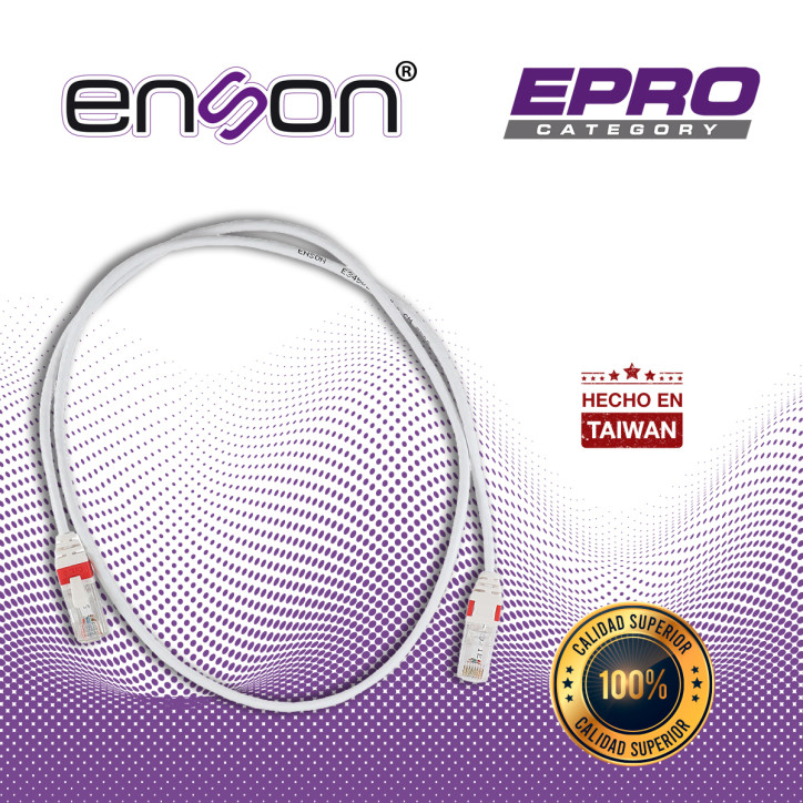 Patchcord RJ45 Cat6 Categoría 6 Longitud 90cm Ultradelgado 28 AWG ENSON EPRO-6PC90-WH Patchcord RJ45 Cat6 Categoría 6 Longitud 90cm Ultradelgado 28 AWG ENSON EPRO-6PC90-WH