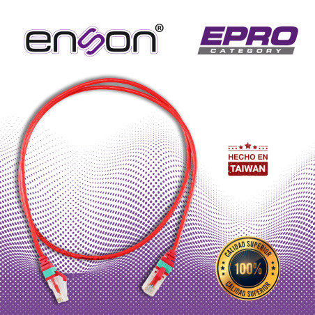 PATCHCORD RJ45 ENSON EPRO-6PC90-RD DE 90CM CAT6 COLOR ROJO ULTRADELGADO IDEAL PARA TERMINADOS EN PATCHPANEL DE ALTA DENSIDAD