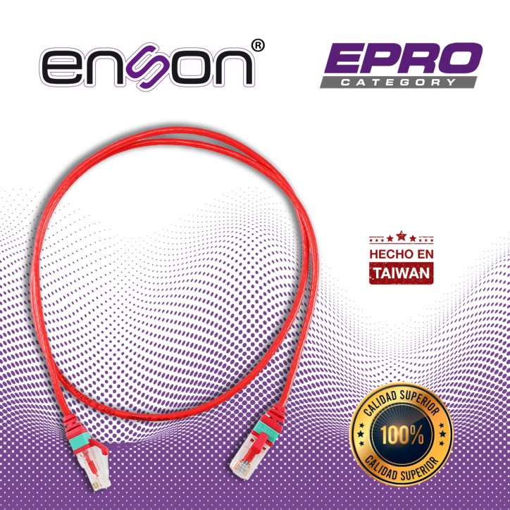 Patchcord RJ45 Categoría 6 Ultradelgado 28 AWG ENSON EPRO-6PC90-RD Patchcord RJ45 Categoría 6 Ultradelgado 28 AWG ENSON EPRO-6PC90-RD