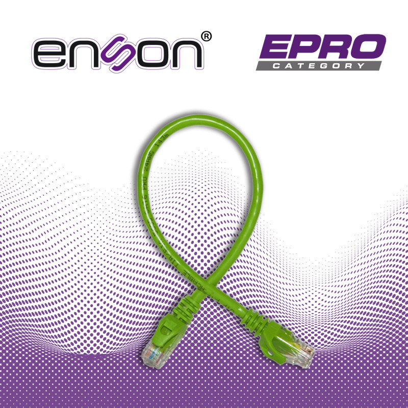 PATCHCORD UTP ENSON P6003E CAT6 30CM VERDE SERIE EPRO 100-II 100 POR CIENTO COBRE PARA MEJOR IDENTIFICACION DE SOLUCIONES EN RAC