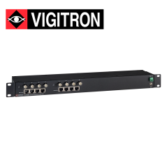 Extensor Ethernet y PoE sobre cable coaxial 8 canales distancia hasta 1515 metros por canal compatible con PoE VIGITRON VI2408A