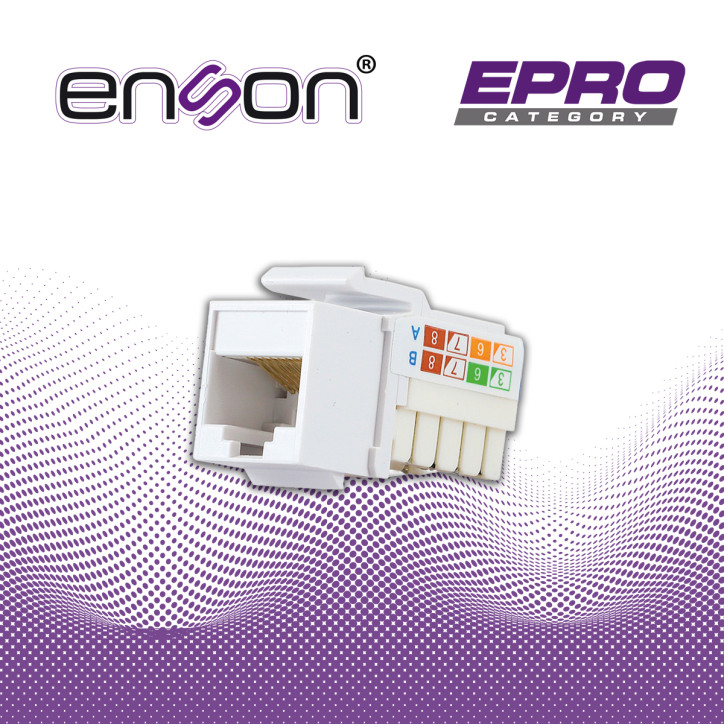 Conector modular Jack Keystone RJ45 Categoria 6A Categoria 6A Posicion vertical KeyConnect ENSON EPRO-JACK6A-WH