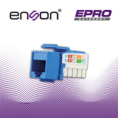 CONECTOR MODULAR JACK KEYSTONE RJ45 ENSON EPRO-JACK6A-BL SERIE PRO, POSICION VERTICAL CAT6A COLOR AZUL COMPATIBLE CON PLACAS ENS