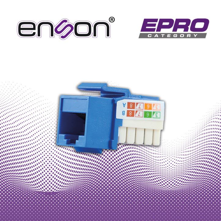 Conector modular Jack Keystone RJ45 Cat6A Categoría 6A KeyConnect Posición vertical ENSON EPRO-JACK6A-BL