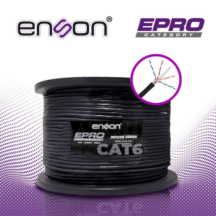 CABLE FTP CAT6 ENSON EPRO-CAT6-FTP FORRO PVC BLINDADO 4 PARES CALIBRE 23 AWG 100% COBRE USO INTERIOR BOBINA 1000 PIES 305 METROS